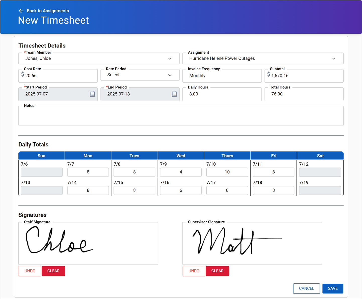 Workforce Management Timesheets